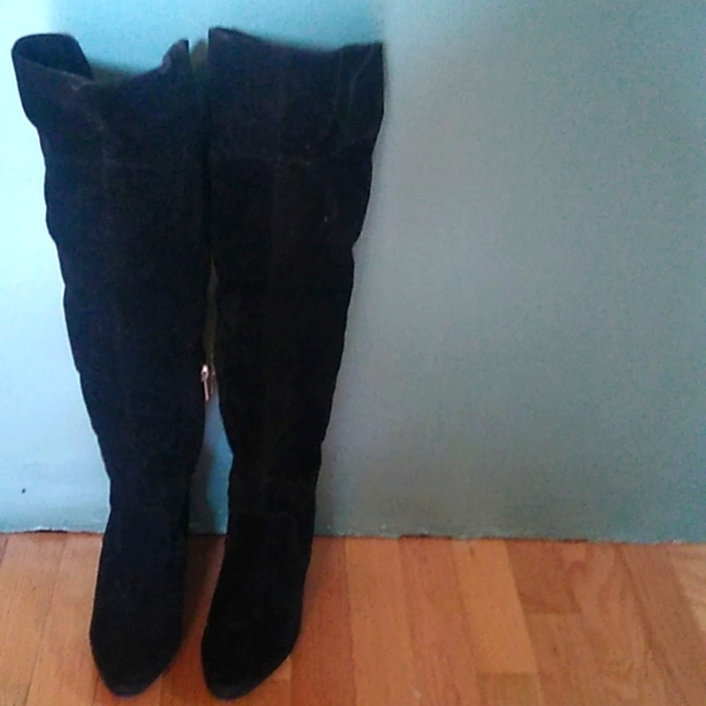 Knee High Black faux suede Boots